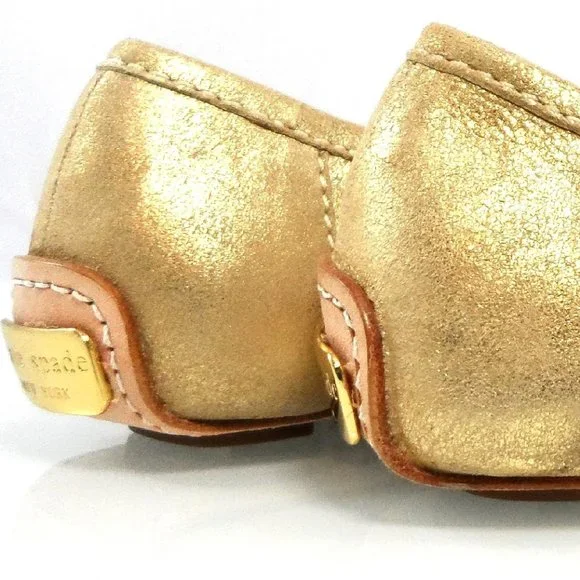 NIB $258 KATE SPADE NY GOLD FRINGED OXFORD BALLET FLATS SLIP ON FLAT LOAFERS - Picture 6 of 9
